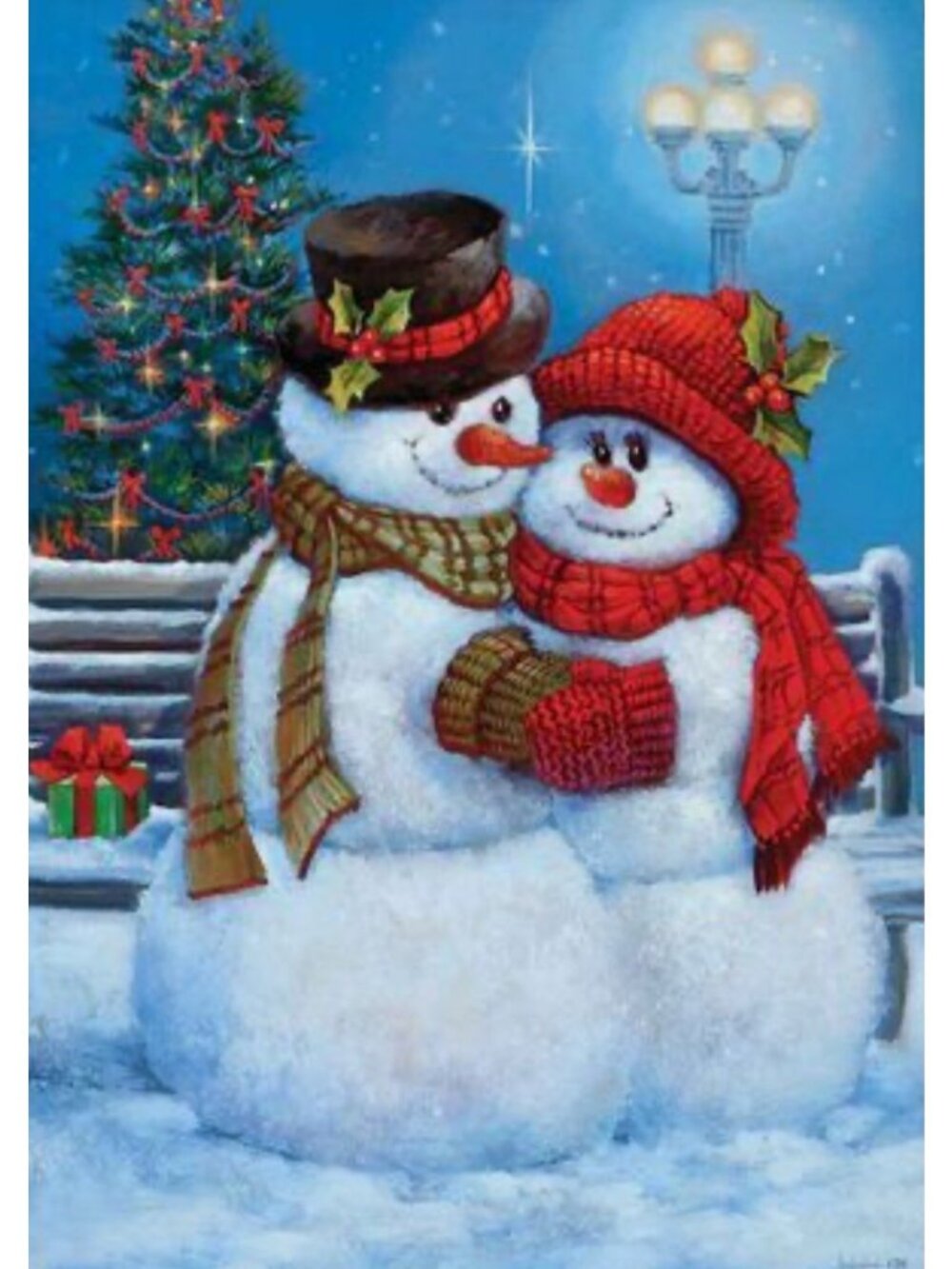 Custom Decor Snowman Couple Christmas Large House Flag 28x40 Holiday Festive New
